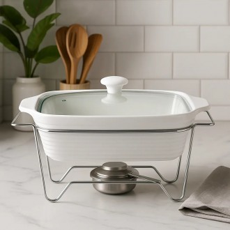 Rechaud Retangular Eleonora Porcelana 40cm 2,8L - Fracalanza